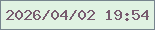 文字の大きさ：1、枠の色：76848d、背景の色：e0f2e2、文字の色：785b6f 無料ブログパーツのブログ時計
