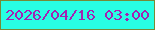 文字の大きさ：3、枠の色：768a36、背景の色：28fee3、文字の色：a422b2 無料ブログパーツのブログ時計