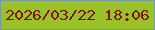 文字の大きさ：4、枠の色：769ba7、背景の色：9ac127、文字の色：7e1506 無料ブログパーツのブログ時計