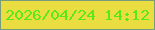 文字の大きさ：1、枠の色：769c79、背景の色：e9dd41、文字の色：5ae918 無料ブログパーツのブログ時計