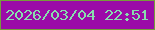 文字の大きさ：2、枠の色：769d3b、背景の色：9b0ba8、文字の色：88dfae 無料ブログパーツのブログ時計