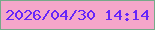 文字の大きさ：4、枠の色：76a989、背景の色：f5a6ca、文字の色：6725f9 無料ブログパーツのブログ時計