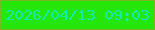 文字の大きさ：1、枠の色：76b728、背景の色：25e609、文字の色：12ecb4 無料ブログパーツのブログ時計