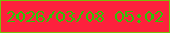 文字の大きさ：4、枠の色：76bf09、背景の色：fd213d、文字の色：2ec306 無料ブログパーツのブログ時計