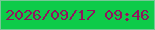 文字の大きさ：4、枠の色：76c896、背景の色：0ecb49、文字の色：92135e 無料ブログパーツのブログ時計