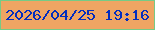 文字の大きさ：1、枠の色：76ca86、背景の色：efa563、文字の色：032dbf 無料ブログパーツのブログ時計