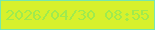 文字の大きさ：3、枠の色：76e7ad、背景の色：d7f12d、文字の色：a0eb4d 無料ブログパーツのブログ時計