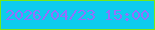 文字の大きさ：4、枠の色：76e818、背景の色：0dccee、文字の色：956ffb 無料ブログパーツのブログ時計