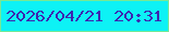 文字の大きさ：3、枠の色：76e895、背景の色：0df2f5、文字の色：3d25b0 無料ブログパーツのブログ時計