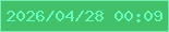 文字の大きさ：5、枠の色：76eab0、背景の色：42c06a、文字の色：65fdbb 無料ブログパーツのブログ時計