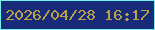 文字の大きさ：2、枠の色：76f0ef、背景の色：172b78、文字の色：bba246 無料ブログパーツのブログ時計