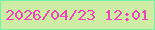 文字の大きさ：2、枠の色：76f2a6、背景の色：ceeca4、文字の色：ea48b6 無料ブログパーツのブログ時計