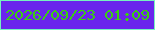 文字の大きさ：2、枠の色：76f2bf、背景の色：6a25ec、文字の色：3ace12 無料ブログパーツのブログ時計