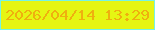 文字の大きさ：1、枠の色：76f3e5、背景の色：e6f513、文字の色：efb00f 無料ブログパーツのブログ時計