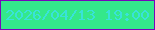 文字の大きさ：3、枠の色：7706ba、背景の色：34e88b、文字の色：39e2da 無料ブログパーツのブログ時計