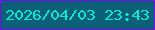 文字の大きさ：5、枠の色：7707f5、背景の色：0b6078、文字の色：04ead8 無料ブログパーツのブログ時計