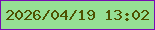 文字の大きさ：1、枠の色：770cb3、背景の色：96df94、文字の色：4e5200 無料ブログパーツのブログ時計