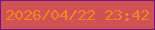 文字の大きさ：4、枠の色：771483、背景の色：cf5355、文字の色：f68223 無料ブログパーツのブログ時計