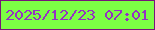 文字の大きさ：2、枠の色：771579、背景の色：7cff44、文字の色：9532c3 無料ブログパーツのブログ時計