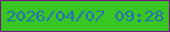 文字の大きさ：2、枠の色：771583、背景の色：38c622、文字の色：2670b8 無料ブログパーツのブログ時計