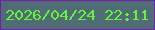 文字の大きさ：4、枠の色：771cad、背景の色：506c74、文字の色：65f33d 無料ブログパーツのブログ時計
