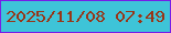 文字の大きさ：5、枠の色：771de7、背景の色：3ec4d8、文字の色：983618 無料ブログパーツのブログ時計