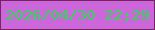 文字の大きさ：1、枠の色：77235d、背景の色：cb67da、文字の色：2cd951 無料ブログパーツのブログ時計