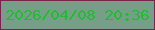 文字の大きさ：2、枠の色：77244e、背景の色：779f88、文字の色：1fbc34 無料ブログパーツのブログ時計