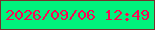 文字の大きさ：4、枠の色：77302b、背景の色：01f27c、文字の色：fb0553 無料ブログパーツのブログ時計