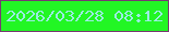 文字の大きさ：3、枠の色：773a72、背景の色：22f624、文字の色：9aece2 無料ブログパーツのブログ時計