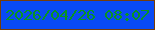 文字の大きさ：1、枠の色：773d07、背景の色：094af4、文字の色：099424 無料ブログパーツのブログ時計