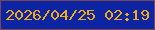 文字の大きさ：4、枠の色：774657、背景の色：0d24a3、文字の色：f3aa19 無料ブログパーツのブログ時計