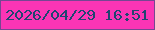 文字の大きさ：1、枠の色：774692、背景の色：fb35b5、文字の色：204571 無料ブログパーツのブログ時計