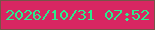 文字の大きさ：4、枠の色：775448、背景の色：d82662、文字の色：2aee8e 無料ブログパーツのブログ時計