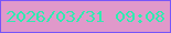 文字の大きさ：2、枠の色：7755f9、背景の色：e099ca、文字の色：2febb0 無料ブログパーツのブログ時計