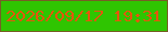 文字の大きさ：5、枠の色：775e25、背景の色：2fc501、文字の色：e3570c 無料ブログパーツのブログ時計
