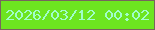 文字の大きさ：3、枠の色：77655d、背景の色：6de520、文字の色：a0feca 無料ブログパーツのブログ時計