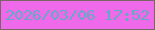 文字の大きさ：5、枠の色：776664、背景の色：ef6aeb、文字の色：61acc3 無料ブログパーツのブログ時計