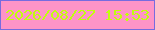 文字の大きさ：5、枠の色：776bdf、背景の色：fe94c7、文字の色：c1ff0d 無料ブログパーツのブログ時計