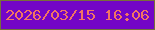 文字の大きさ：4、枠の色：776f3a、背景の色：7305c7、文字の色：f27562 無料ブログパーツのブログ時計