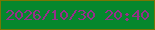 文字の大きさ：5、枠の色：777603、背景の色：05872d、文字の色：962f8a 無料ブログパーツのブログ時計