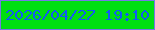 文字の大きさ：4、枠の色：7778e6、背景の色：00df11、文字の色：125af5 無料ブログパーツのブログ時計