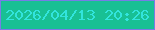 文字の大きさ：4、枠の色：777ce6、背景の色：18c094、文字の色：32e4dd 無料ブログパーツのブログ時計