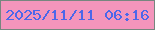文字の大きさ：5、枠の色：77867f、背景の色：f495bc、文字の色：4c67e9 無料ブログパーツのブログ時計