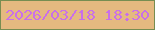 文字の大きさ：1、枠の色：778d51、背景の色：e5b980、文字の色：c96fe9 無料ブログパーツのブログ時計