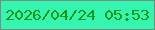 文字の大きさ：1、枠の色：778d81、背景の色：34f6b0、文字の色：149513 無料ブログパーツのブログ時計