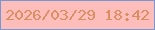 文字の大きさ：1、枠の色：7797d3、背景の色：fdbdbb、文字の色：da8e64 無料ブログパーツのブログ時計