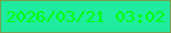 文字の大きさ：3、枠の色：779d50、背景の色：1feca0、文字の色：03ff03 無料ブログパーツのブログ時計