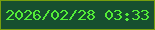 文字の大きさ：2、枠の色：779e0e、背景の色：174f2f、文字の色：53ed38 無料ブログパーツのブログ時計