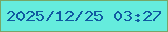 文字の大きさ：4、枠の色：77a667、背景の色：65ecdd、文字の色：105aa1 無料ブログパーツのブログ時計
